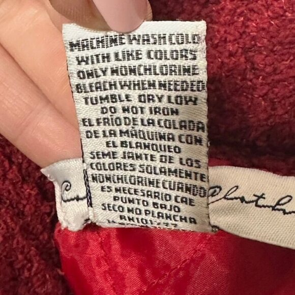 Burgundy Red Fuzzy Teddy Vest Womens L Zip Front Soft Pockets Cozy Outdoor Soft - Picture 4 of 9